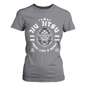 Brazilian Jiu Jitsu T Shirt For Women Train Like A Beast Vintage BJJ Grappling Gorilla TS10 Charcoal Print Your Wear