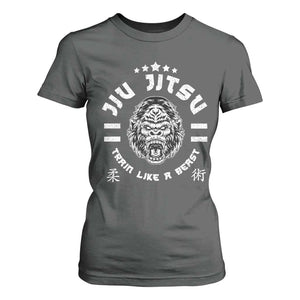 Brazilian Jiu Jitsu T Shirt For Women Train Like A Beast Vintage BJJ Grappling Gorilla TS10 Dark Heather Print Your Wear