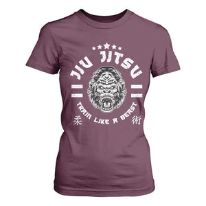 Brazilian Jiu Jitsu T Shirt For Women Train Like A Beast Vintage BJJ Grappling Gorilla TS10 Maroon Print Your Wear