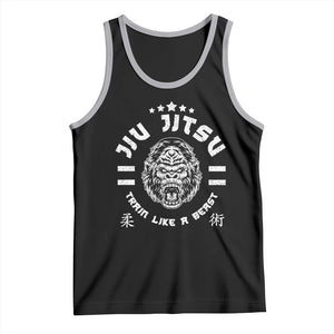 Brazilian Jiu Jitsu Tank Top Train Like A Beast Vintage BJJ Grappling Gorilla TS10 Black Athletic Heather Print Your Wear