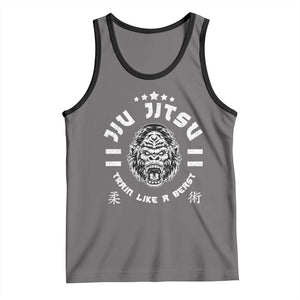 Brazilian Jiu Jitsu Tank Top Train Like A Beast Vintage BJJ Grappling Gorilla TS10 Deep Heather Black Print Your Wear