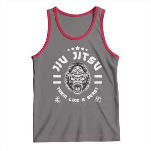 Brazilian Jiu Jitsu Tank Top Train Like A Beast Vintage BJJ Grappling Gorilla TS10 Deep Heather Red Print Your Wear