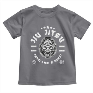 Brazilian Jiu Jitsu Toddler T Shirt Train Like A Beast Vintage BJJ Grappling Gorilla TS10 Charcoal Print Your Wear