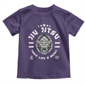 Brazilian Jiu Jitsu Toddler T Shirt Train Like A Beast Vintage BJJ Grappling Gorilla TS10 Purple Print Your Wear