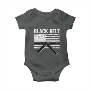 Martial Arts Karate Black Belt Baby Onesie Retro Vintage American Flag TS10 Dark Heather Print Your Wear