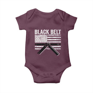 Martial Arts Karate Black Belt Baby Onesie Retro Vintage American Flag TS10 Maroon Print Your Wear