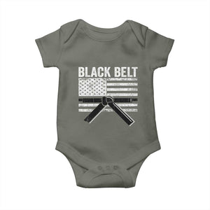Martial Arts Karate Black Belt Baby Onesie Retro Vintage American Flag TS10 Military Green Print Your Wear