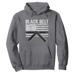 Martial Arts Karate Black Belt Hoodie Retro Vintage American Flag TS10 Charcoal Print Your Wear