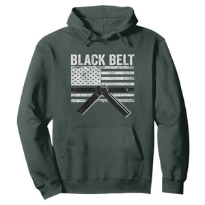 Martial Arts Karate Black Belt Hoodie Retro Vintage American Flag TS10 Dark Forest Green Print Your Wear