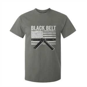 Martial Arts Karate Black Belt T Shirt For Kid Retro Vintage American Flag TS10 Military Green Print Your Wear