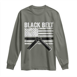Martial Arts Karate Black Belt Long Sleeve Shirt Retro Vintage American Flag TS10 Military Green Print Your Wear
