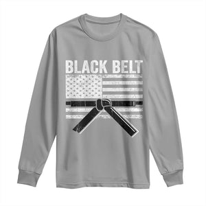 Martial Arts Karate Black Belt Long Sleeve Shirt Retro Vintage American Flag TS10 Sport Gray Print Your Wear