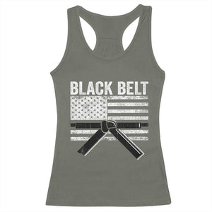 Martial Arts Karate Black Belt Racerback Tank Top Retro Vintage American Flag TS10 Military Green Print Your Wear