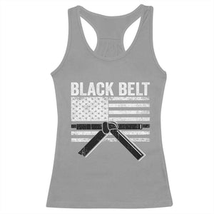 Martial Arts Karate Black Belt Racerback Tank Top Retro Vintage American Flag TS10 Sport Gray Print Your Wear