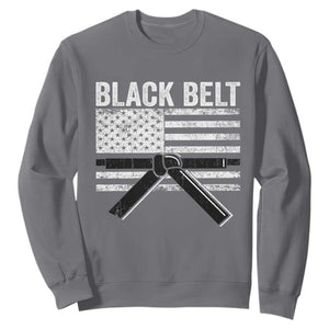Martial Arts Karate Black Belt Sweatshirt Retro Vintage American Flag TS10 Charcoal Print Your Wear