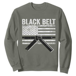 Martial Arts Karate Black Belt Sweatshirt Retro Vintage American Flag TS10 Military Green Print Your Wear