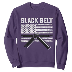 Martial Arts Karate Black Belt Sweatshirt Retro Vintage American Flag TS10 Purple Print Your Wear