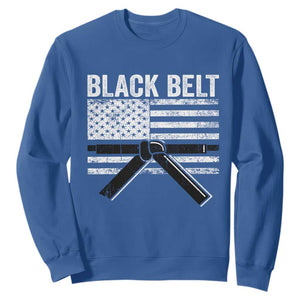 Martial Arts Karate Black Belt Sweatshirt Retro Vintage American Flag TS10 Royal Blue Print Your Wear