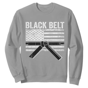 Martial Arts Karate Black Belt Sweatshirt Retro Vintage American Flag TS10 Sport Gray Print Your Wear