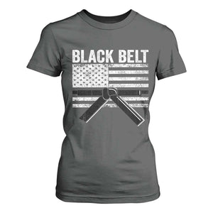 Martial Arts Karate Black Belt T Shirt For Women Retro Vintage American Flag TS10 Dark Heather Print Your Wear