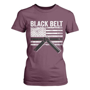 Martial Arts Karate Black Belt T Shirt For Women Retro Vintage American Flag TS10 Maroon Print Your Wear