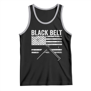 Martial Arts Karate Black Belt Tank Top Retro Vintage American Flag TS10 Black Athletic Heather Print Your Wear