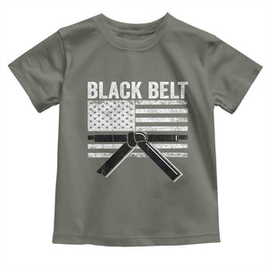 Martial Arts Karate Black Belt Toddler T Shirt Retro Vintage American Flag TS10 Military Green Print Your Wear