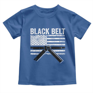 Martial Arts Karate Black Belt Toddler T Shirt Retro Vintage American Flag TS10 Royal Blue Print Your Wear