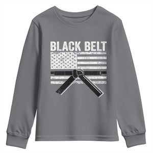 Martial Arts Karate Black Belt Youth Sweatshirt Retro Vintage American Flag TS10 Charcoal Print Your Wear