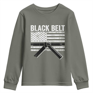 Martial Arts Karate Black Belt Youth Sweatshirt Retro Vintage American Flag TS10 Military Green Print Your Wear