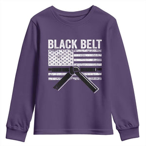 Martial Arts Karate Black Belt Youth Sweatshirt Retro Vintage American Flag TS10 Purple Print Your Wear