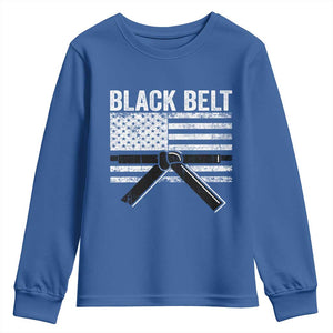 Martial Arts Karate Black Belt Youth Sweatshirt Retro Vintage American Flag TS10 Royal Blue Print Your Wear