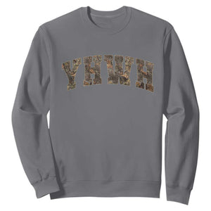 Camo YHWH Sweatshirt Christianity Jesus Preppy Christian Faith Bible Verse TS10 Charcoal Print Your Wear