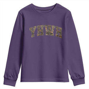 Camo YHWH Youth Sweatshirt Christianity Jesus Preppy Christian Faith Bible Verse TS10 Purple Print Your Wear