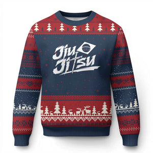 Brazilian Jiu Jitsu Ugly Christmas Sweater Christian Cross BJJ Fighter Training Tee for Martial Arts Lovers TS10 Navy Red Print Your Wear