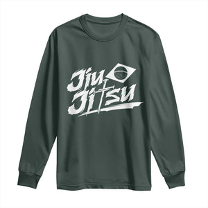 Brazilian Jiu Jitsu Long Sleeve Shirt Christian Cross BJJ Fighter Training Tee for Martial Arts Lovers TS10 Dark Forest Green Print Your Wear