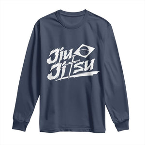 Brazilian Jiu Jitsu Long Sleeve Shirt Christian Cross BJJ Fighter Training Tee for Martial Arts Lovers TS10 Navy Print Your Wear