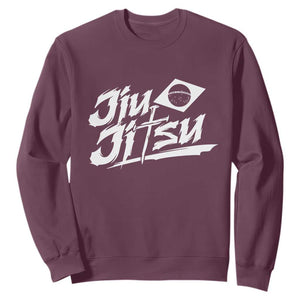 Brazilian Jiu Jitsu Sweatshirt Christian Cross BJJ Fighter Training Tee for Martial Arts Lovers TS10 Maroon Print Your Wear