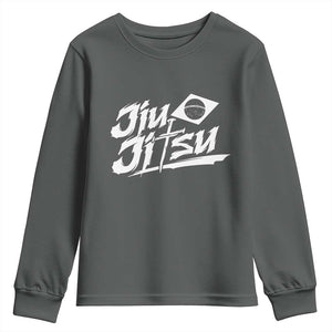 Brazilian Jiu Jitsu Youth Sweatshirt Christian Cross BJJ Fighter Training Tee for Martial Arts Lovers TS10 Dark Heather Print Your Wear