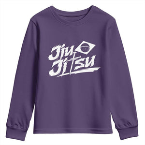 Brazilian Jiu Jitsu Youth Sweatshirt Christian Cross BJJ Fighter Training Tee for Martial Arts Lovers TS10 Purple Print Your Wear