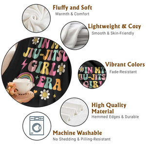 In My Jiu Jitsu Girl Era Throw Blanket Retro Groovy BJJ Girls TS10 Print Your Wear