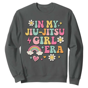In My Jiu Jitsu Girl Era Sweatshirt Retro Groovy BJJ Girls TS10 Dark Heather Print Your Wear