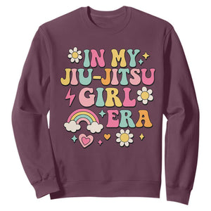 In My Jiu Jitsu Girl Era Sweatshirt Retro Groovy BJJ Girls TS10 Maroon Print Your Wear