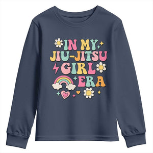 In My Jiu Jitsu Girl Era Youth Sweatshirt Retro Groovy BJJ Girls TS10 Navy Print Your Wear