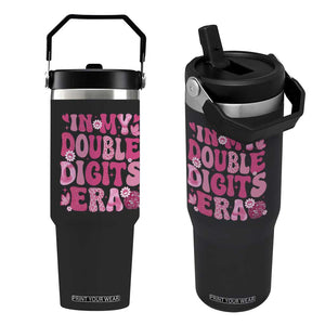 10 Years Old Birthday Girl Flip Straw Tumbler In My Double Digits Era TS10 One Size: 30 oz Black Print Your Wear