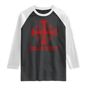 Catholic Knight Templar Crusader Cross Raglan Shirt TS10 Black White Print Your Wear