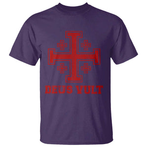 Catholic Knight Templar T Shirt - Crusader Cross Christian Faith Medieval Heritage Tee TS10 Purple Print Your Wear