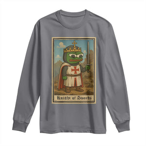 Funny Knight Meme Long Sleeve Shirt Vintage Pepe Frog Templar Crusader Fren Soldier TS10 Charcoal Print Your Wear