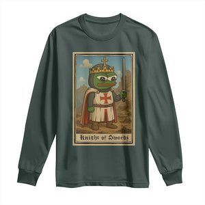 Funny Knight Meme Long Sleeve Shirt Vintage Pepe Frog Templar Crusader Fren Soldier TS10 Dark Forest Green Print Your Wear