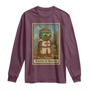 Funny Knight Meme Long Sleeve Shirt Vintage Pepe Frog Templar Crusader Fren Soldier TS10 Maroon Print Your Wear